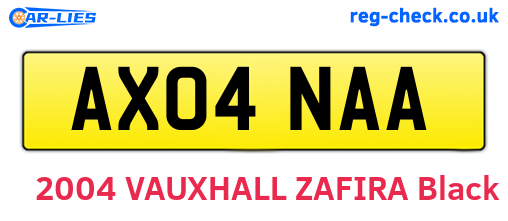 AX04NAA are the vehicle registration plates.