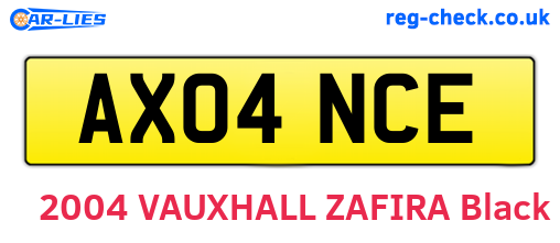 AX04NCE are the vehicle registration plates.
