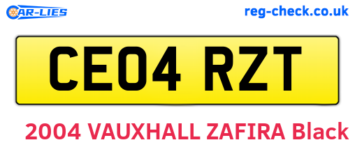 CE04RZT are the vehicle registration plates.