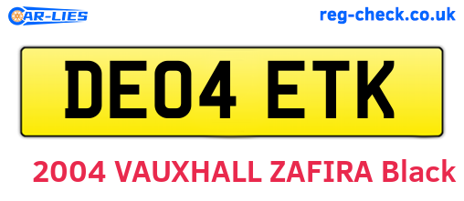 DE04ETK are the vehicle registration plates.