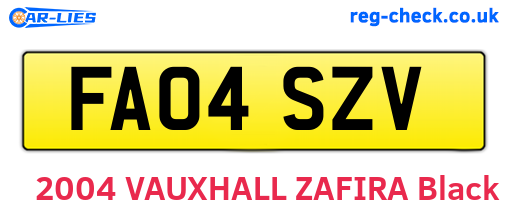 FA04SZV are the vehicle registration plates.