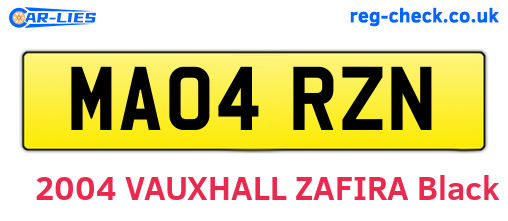 MA04RZN are the vehicle registration plates.