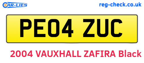PE04ZUC are the vehicle registration plates.