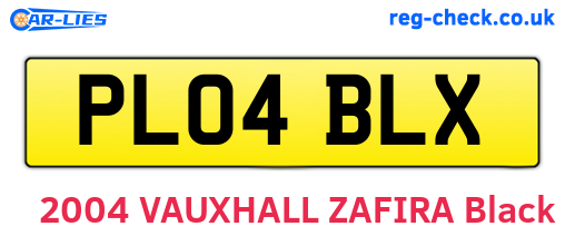 PL04BLX are the vehicle registration plates.
