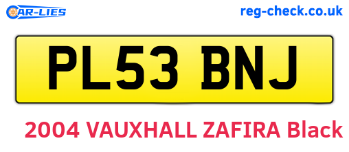 PL53BNJ are the vehicle registration plates.