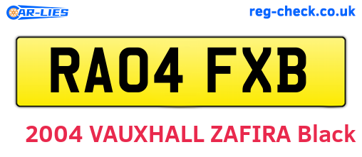 RA04FXB are the vehicle registration plates.