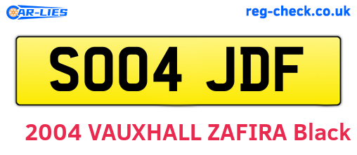 SO04JDF are the vehicle registration plates.