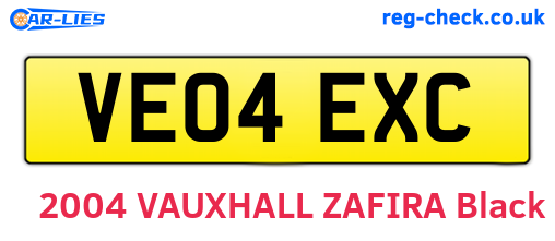 VE04EXC are the vehicle registration plates.