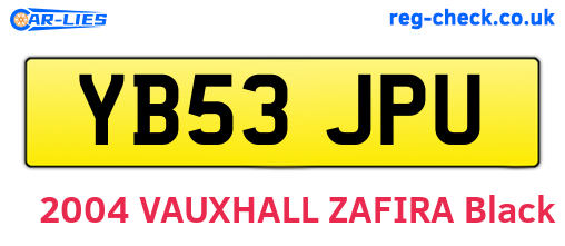 YB53JPU are the vehicle registration plates.