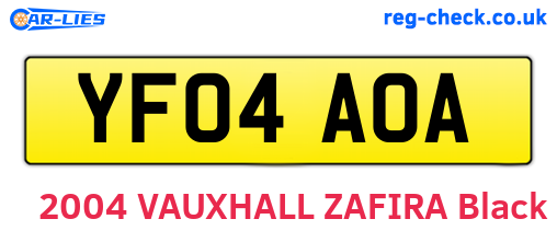 YF04AOA are the vehicle registration plates.