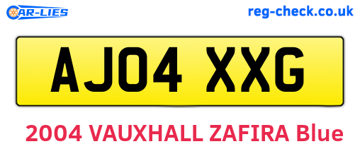 AJ04XXG are the vehicle registration plates.
