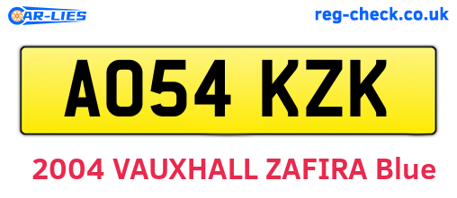 AO54KZK are the vehicle registration plates.