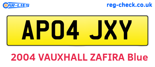 AP04JXY are the vehicle registration plates.