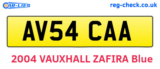 AV54CAA are the vehicle registration plates.
