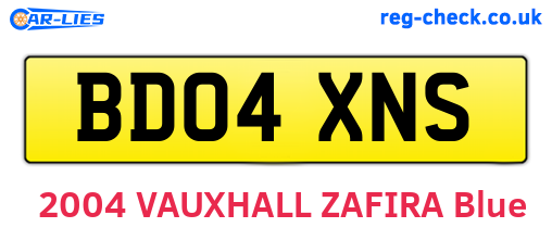 BD04XNS are the vehicle registration plates.