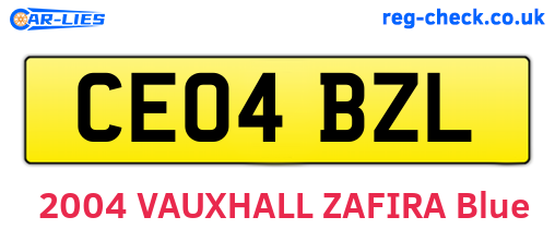 CE04BZL are the vehicle registration plates.