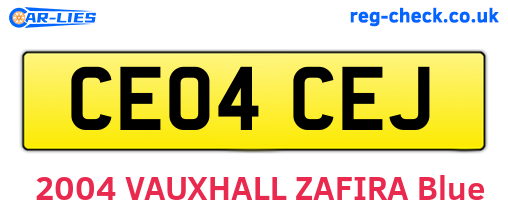 CE04CEJ are the vehicle registration plates.