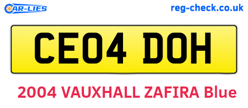 CE04DOH are the vehicle registration plates.