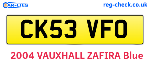 CK53VFO are the vehicle registration plates.
