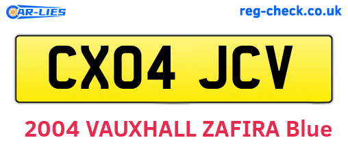 CX04JCV are the vehicle registration plates.
