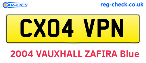 CX04VPN are the vehicle registration plates.