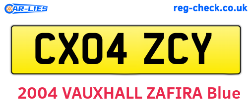 CX04ZCY are the vehicle registration plates.