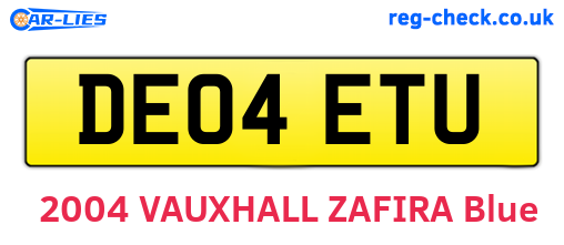 DE04ETU are the vehicle registration plates.