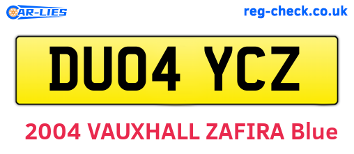DU04YCZ are the vehicle registration plates.
