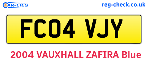 FC04VJY are the vehicle registration plates.