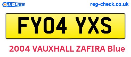 FY04YXS are the vehicle registration plates.