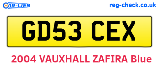 GD53CEX are the vehicle registration plates.