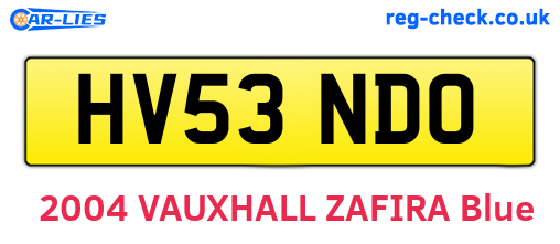 HV53NDO are the vehicle registration plates.