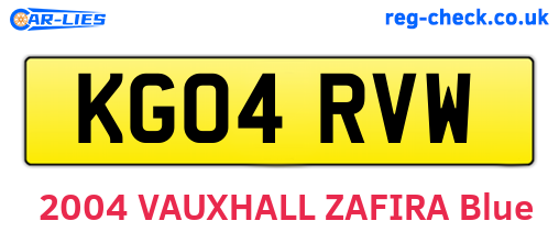 KG04RVW are the vehicle registration plates.