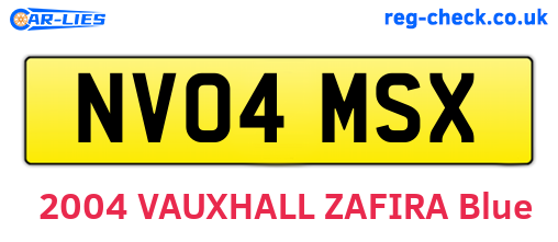 NV04MSX are the vehicle registration plates.