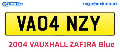 VA04NZY are the vehicle registration plates.