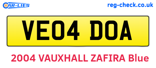 VE04DOA are the vehicle registration plates.
