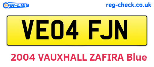 VE04FJN are the vehicle registration plates.