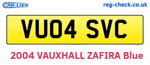 VU04SVC are the vehicle registration plates.