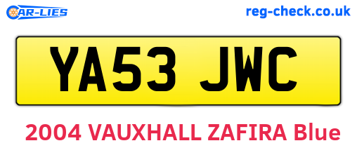 YA53JWC are the vehicle registration plates.