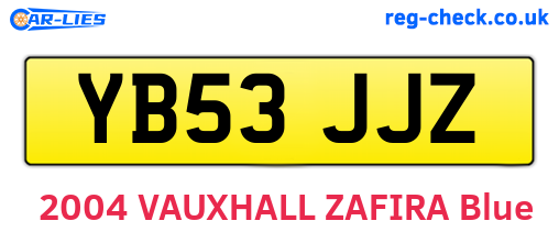YB53JJZ are the vehicle registration plates.