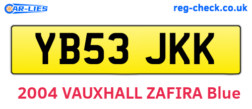 YB53JKK are the vehicle registration plates.