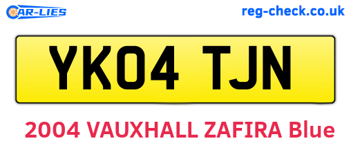 YK04TJN are the vehicle registration plates.