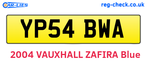 YP54BWA are the vehicle registration plates.
