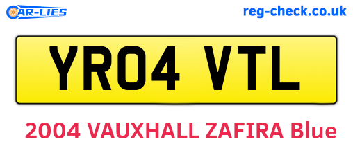 YR04VTL are the vehicle registration plates.