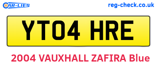 YT04HRE are the vehicle registration plates.
