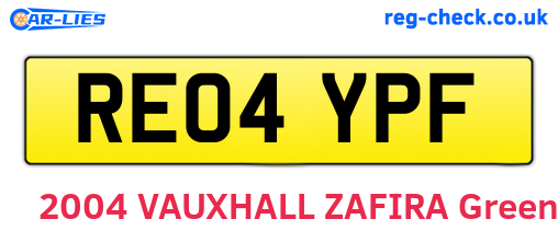 RE04YPF are the vehicle registration plates.