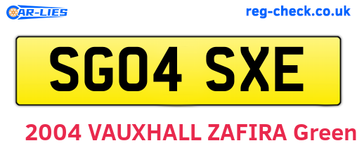 SG04SXE are the vehicle registration plates.