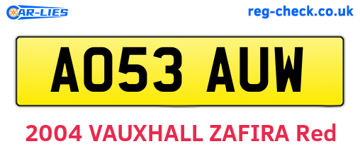 AO53AUW are the vehicle registration plates.