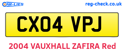 CX04VPJ are the vehicle registration plates.