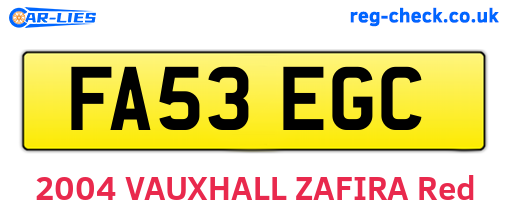 FA53EGC are the vehicle registration plates.